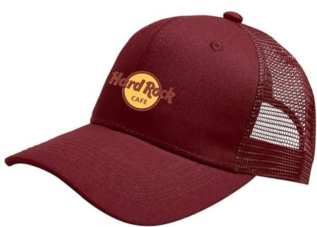 BRINSE Basecap Herren Ha-rd Ro-ck Ca-fe, Freizeit Baumwolle Outdoor Trucker Cap, Atmungsaktiv Basecap Für Draussen Sport, Sportlicher(Claret)