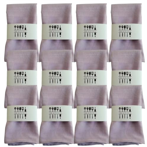 Stoffservietten Hellviolett, 12er Pack 40x40 cm Servietten Hochzeit, Tischdekoration Servietten Geburtstag, Leinenservietten Wiederverwendbare Feiern Abendessen Cafe Restaurant