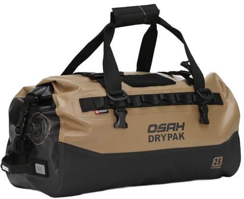 Greanthour Motorrad wasserdichte Reisetasche 25L – Trocken-Hecktasche mit Mesh-Außentasche, für Camping, Kajak, Angeln, Reisen & Offroad – Schlammbraun