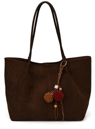 JIABAOZ Kunstwildleder Tote Bag, Kunstwildleder Tasche Damen Hobo Handtasche Damen Mittelgroß Vintage Schultertasche Slouchy Bag Für Arbeit Büro Reisen Einkaufen Schule