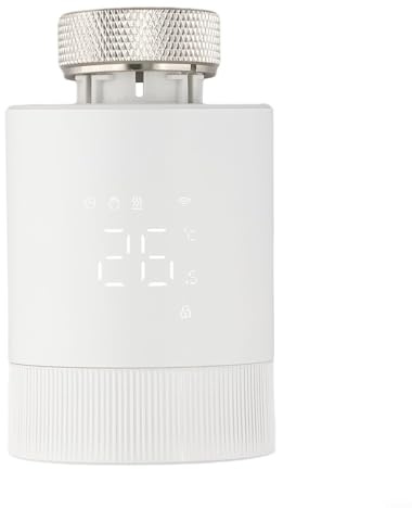 Tête de vanne thermostatique programmable intelligente avec connectivité Zigbees, pour application Tuya Smart Lifes pour contrôle à distance et commande vocale de la température, planification