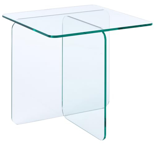 Beistelltisch Glas transparent quadratisch 50x50 cm modern 46 cm hoch Amisk