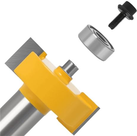 Wood Router Bit Set 1pcs 6mm 12mm 1/4,1/2inch Shank Rabbeting Bit with Bearings Woodworking Tool T Type Wood Milling Cutter Router Bits for(6mm Shank)