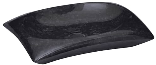 Lavabo en marbre noir, 50 x 35 x 10 cm, fabriqué à la main, design moderne, pour salle de bain et buanderie, robuste et élégant, léger