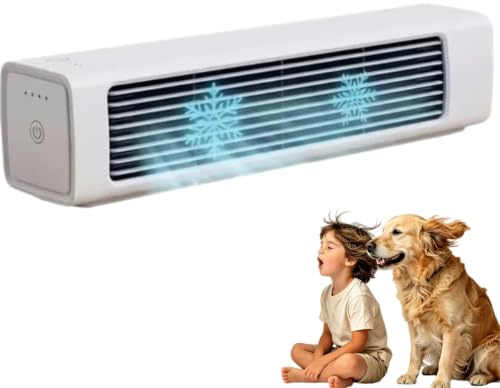 Polarbreeze - Qinux Polar Breeze Kompakter Tragbarventilator mit Fernbedienung für Büro Camping Auto (Weiß,1PCS)