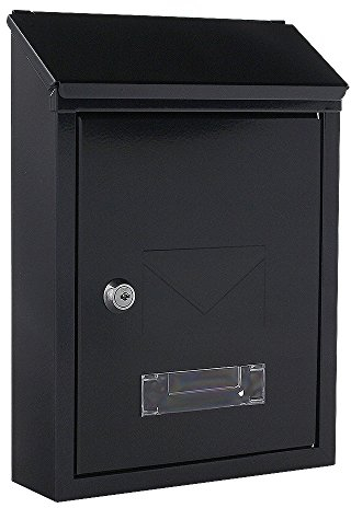 Rottner Udine Briefkasten Schwarzgrau Stahl Zylinderschloss 2 Schlüssel Sichtfenster Namensschildhalter beidseitiger Einwurf inkl. Befestigungsmaterial