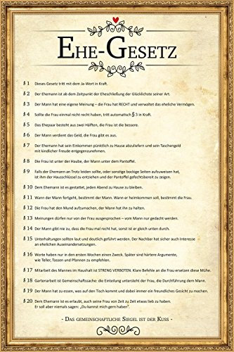 Close Up Poster Urkunde EHEGESETZ Plakat, 60 x 40 cm - lustiges, inoffizielles Dokument für die Ehe, Scherzartikel