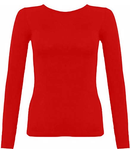Kids Plain Basic Top Long Sleeve Girls Boys Uniform T-Shirt Tops 2-13 Years (5-6 Years, Red)