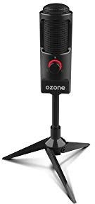 Microfono Gaming Ozone REC X50 - Microfono Streaming - Condensador Electrodo, Sonido Omni-Bidireccional, Iluminación LED, Soporte Estable, USB, Negro
