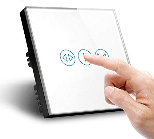 Interruttore Smart per tende WiFi standard UK AC110~240 V, pannello in vetro controllo vocale, interruttore WiFi intelligente, bianco
