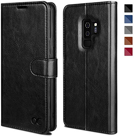 OCASE Coque Samsung S9 Plus, Antichoc TPU Housse Galaxy S9 Plus Cuir Premium Flip Case Portefeuille Etui [Béquille] [Fentes pour Cartes] [Fermoir Magnétique] Coque pour Samsung Galaxy S9+ - Noir