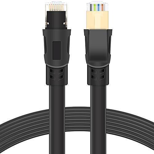 ManKn CAT8 Ethernet Cable 40Gbps 2000Mhz Gigabit SFTP Lan Network Internet Cables Flat RJ45 High Speed Patch Cord with Gold Plated Connector for Switch Router Modem Patch Panel PC