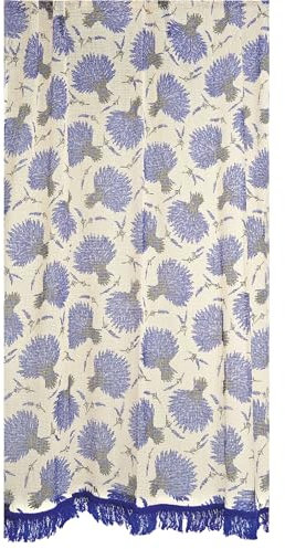 POYET MOTTE 11178 - Rideau Marseillais - Lavante Imprimé - Fibres Naturelles - 140x250cm - Protège de la chaleur et des insectes