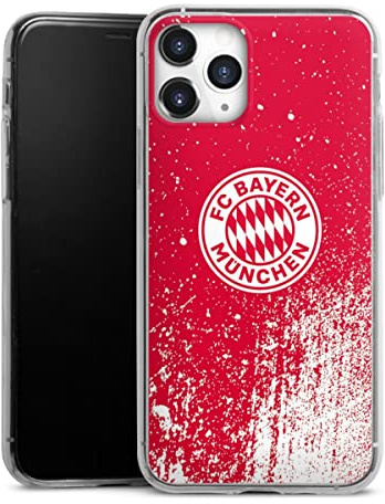 Slim Case kompatibel mit Apple iPhone 11 Pro Silikon Handyhülle transparent Hülle extra dünn FC Bayern München Offizielles Lizenzprodukt FCB