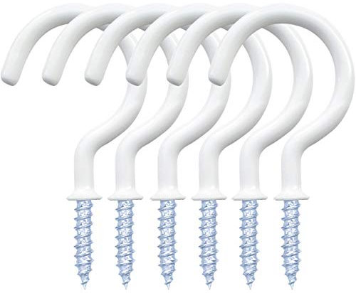 12 Pack Vinyl Coated Ceiling Hooks,Screw-in Mug Hooks,Multi-Function Wall Hooks Kitchen Hooks Cup Hooks for Indoors Outdoors (White, 2 Inch)