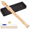 Eastrock Flûtes à Bec Soprano en Bois flute à bec soprano doigté allemand pour enfant adulte flute a bec bois set cadeau fête (3 parties,allemand)