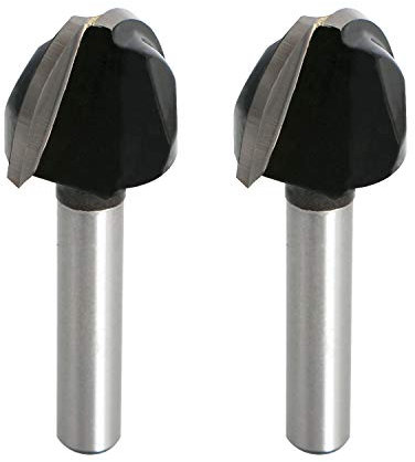 Aopin Core Box Router Bit 5/8 Cutting Dia 1/4 Shank Dia Double Flute Round Nose Tipped Round Groove Router Bit, Carbide, Black, Silver, 2Pcs
