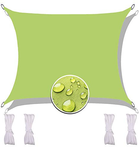 Redfire Sonnensegel Rechteckig Wasserdicht 2.5X2.5M, Geruchsneutral Sonnensegel Quadrat Mitösen Vielen Größen Inkl Befestigungsseile UV Schutz für Terrassenüberdachung Grün
