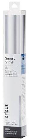 Cricut 2008627 Smart Vinyl Permanent | 1 sheet | 33cm x 0.9m, Matte Metallic Silver, (3ft), 9 meter, 0.9m (3ft)