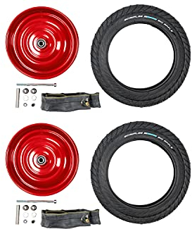 2 Stück 12 1/2 Zoll Laufrad Scheibenrad Radsatz Set Seifenkiste Schwalbe Reifen 50-203 AV Klaufix DDR
