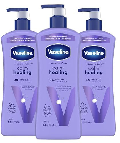 Vaseline Intensive Care Calm Healing Body Lotion for Dry Skin Lotion Made with Ultra-Hydrating Lipids and Lavender Extract to Heal and Restore Dry Skin 20.3 oz, Pack of 3