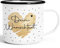 SpecialMe® Emaille-Tasse Herz Punkte Dein Wunschtext personalisierbar Becher Emaille personalisierte Geschenke Personalsiert weiß-schwarz Emailletasse