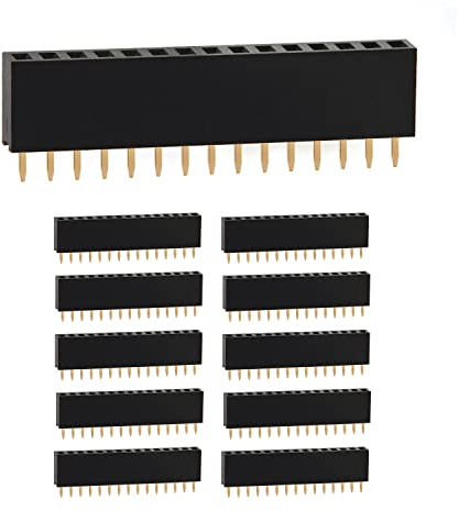 CHANZON Stiftleiste Buchsenleiste Pin Header 15 pin x 10 Stück Weiblichen LeistenStifte Gerade Einreihig Vergoldet 2,54 mm für PCB, Arduino Gpio, Männlichen, Maschine, Steckbrett, Elektronische