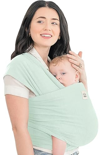 KeaBabies Babytrage Ab Geburt - Atmungsaktive Babytragetücher, Babytrage Neugeborene Ab Geburt, Babytuch Tragetuch Baby Neugeborene, Kleinkind Handfreie Babytrage, Babywickel Träger (Light Mint)