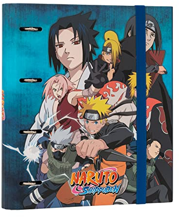 Grupo Erik Ringordner A4 Schmal 4 Ringe - Ordner A4 Schmal Premium Naruto Manga Kawaii - Aktenordner 4 Ringe - A4 Ordner A4 Schmal - Ringbuch A4 Aktenordner A4 Büro Zubehör Schul Zubehör