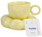 Koythin Ceramic Coffee Mug with Saucer Set, Creative Cute Cup with Sunflower Coaster for Office and Home, Dishwasher and Microwave Safe, 6.5 oz/200 ml for Tea Latte Milk (Lemon Yellow)