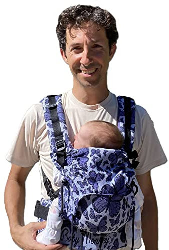 Regolo Baby Monkey Marsupio neonato ergonomico, porta bebe, Butterfly viola reverse, zaino porta bambino e neonato (0-24 mesi)