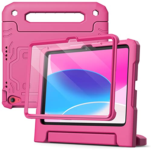 JETech Funda Niños para iPad (A16) 11.ª/10.ª Generación (2025/2022) con Protector Pantalla Incorporado, Antigolpes Asa Soporte Tableta Carcasa Infantil (Ciruela)