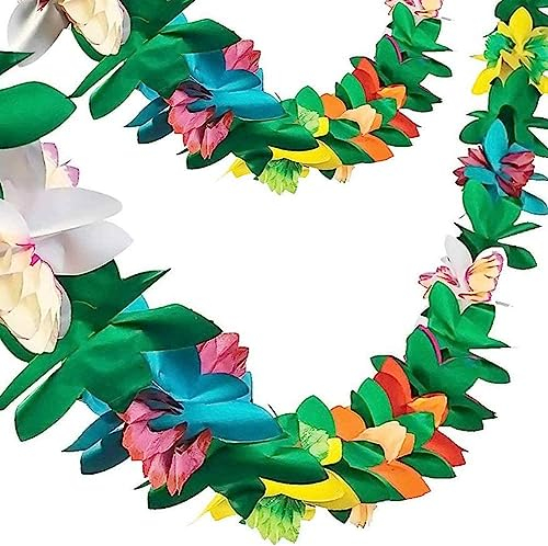 DomeStar 6 Packungen Tropische Blumengirlanden, Tissue Flower Banner Hibiskus Girlande Hängende Party Dekorationen für Hawaii Luau Party Strand Geburtstag Babyparty Hochzeit