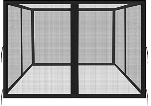Homegroove Ersatz-Moskitonetz für 3 x 3,6 m Pavillon, universelles Netzgewebe mit Reißverschluss, verbessertes schwer entflammbares Material, Schwarz