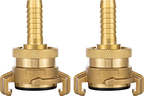 Poppstar Set di 2 raccordi in ottone per aspirazione e alta pressione, beccuccio da 1/2 pollice, con guarnizione e controdado, per tubi con diametro interno di 13 mm