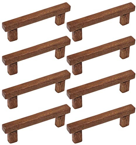 Semetall 8 tiradores de cajón de madera de nogal, tiradores de gabinete central de agujero de 3.8 pulgadas, manijas de madera para cajones de tocador, armarios, cocina, armario