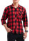 HISDERN Herren Hemd Kariertes Freizeithemd Langarm Druckknöpfe Flanellhemden Warm Holzfällerhemd Karohemd Oktoberfest Regular Fit Rot M