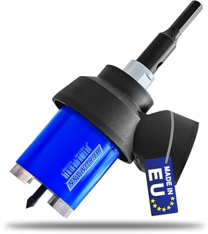 BERGMANN® MADE in EU | Dosensenker Ø 68mm + Absaugung + Sechskant Adapter | Kernbohrer Dosenfräser Lochsäge für Bohrmaschine Unterputzdosen Steckdosen Beton Mauerwerk Ziegel uvm.