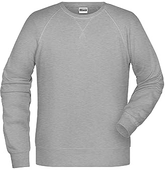 James & Nicholson Herren Raglan Sweatshirt - Sweatshirt im Raglanschnitt aus Bio-Baumwolle | Farbe: grey-heather | Grösse: 4XL