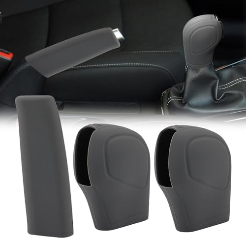 XoeLLe 3 Piezas Funda Pomo Cambios Marcha Coche Antideslizante, Protector de La Cubierta Perilla Palanca Universal Pomos Palanca de Cambios de Silicona, Cubierta Palanca Automática(Gris)