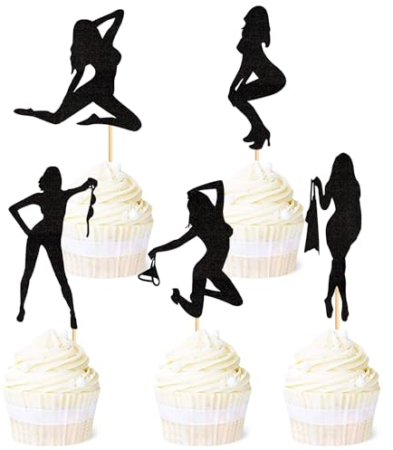 Blumomon 25 Pcs Woman Dancers Cupcake Toppers Black Glitter Dancers Cupcake Picks Music Dancer Theme Cupcake Picks Music Theme Birthday Party Cake Decorations Supplies, Disco-1