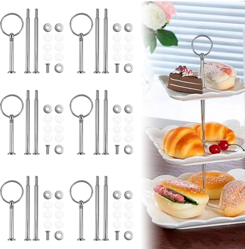 DTYGUIXE 6 Soportes para Pasteles de 3 Niveles, Accesorios de Soporte para Pasteles Soportes para Pasteles de Aleación de Zinc para Hacer Bandeja para Servir Pasteles Frutas Aperitivos para Fiestas