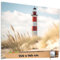 TRIOSK Sichtschutz Garten Deko Zaun Plane Blickdicht groß mit Zaunblende Motiv Leuchtturm Strand Düne für Zaunelement Doppelstabmatten Stabmattenzaun Gartenzaun PVC 250x180 cm