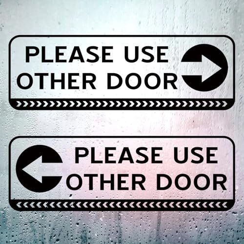 4uds Please Use Other Door Señal, 30x10cm Adherencia Estática Por Favor Use Otra Puerta Pegatina con Flecha Izquierda Derecha Extraíble Impermeable para Tienda Vidrio Oficina Negocio