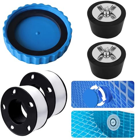 Shinybox Winterverschluss Set, Pool Winterverschluss mit 2 Stück 32 mm WinterStopfen Pool mit Passenden Dichtungen, Frostsicher & Dicht Winterverschlusskappe Pool, Winter Verschlusskappe Pool(Blau)