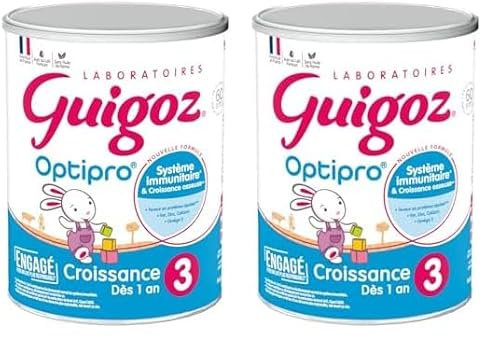 Guigoz OPTIPRO 3 Lait de croissance en poudre de 1 à 3 ans - Boîte de 830g (Lot de 2)
