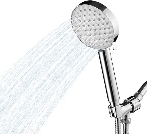 Zeffrary Duschkopf mit Schlauch 1.5M, Handbrause Duschkopf Gross, Wassersparender Duschkopf Hochdruck, mit 3 Strahlarten