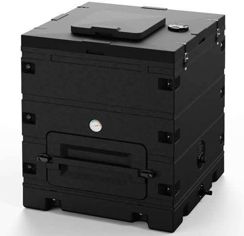 SQUEEZE master 261L Thermokomposter, doppelschichtiges Design, verstellbare Einlässe und Flüssigkeitsauffangsystem, Heißkomposter, ideal für kaltes Klima und Winterkompostierung für Haus und Garten