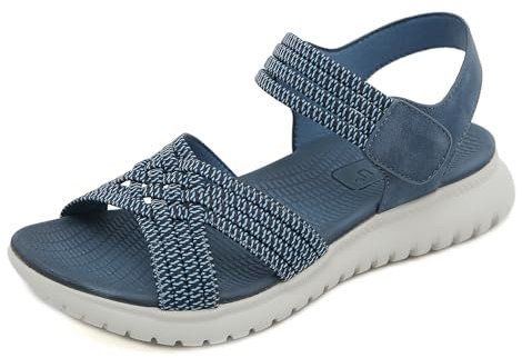 Meik Mangni Sandales Sport Femme Mode Sandales de Randonnée été Bout Ouvert Sandales Confortables Chaussures de Plage Bleu 38 EU