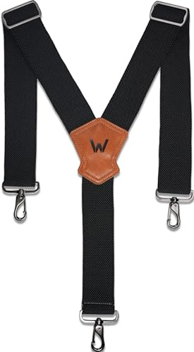 WELKINLAND Elastische Hosenträger mit Y-Rücken, robuste Herren-Hosenträger für Jeans, 5,1 cm breit, Arbeits-Hosenträger mit robusten Haken, Hosenträger für Herren, robuste Haken, Gürtelschlaufe